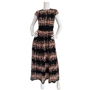 Jessakae Floral Embroidered Cap Sleeve Maxi Dress NWT Medium
